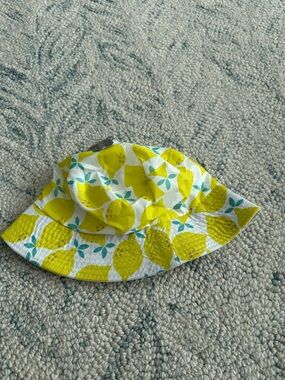 Lemon Print Bucket Hat - Yellow & Teal